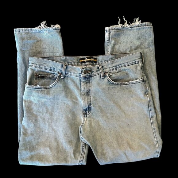 Vintage Lee Light Wash Perfectly Distressed Regular Fit Straight Leg Denim Jeans - Picture 4 of 9